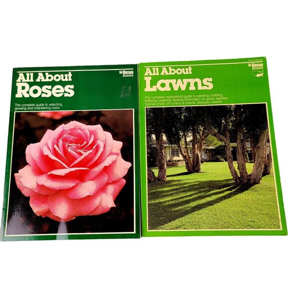 Vintage 70s Ortho Book Lot All About Roses Lawns Garden How To Guide Green Grass - Picture 1 of 14
